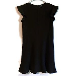 Express Petite Black Mini Dress Flounce Sleeves S